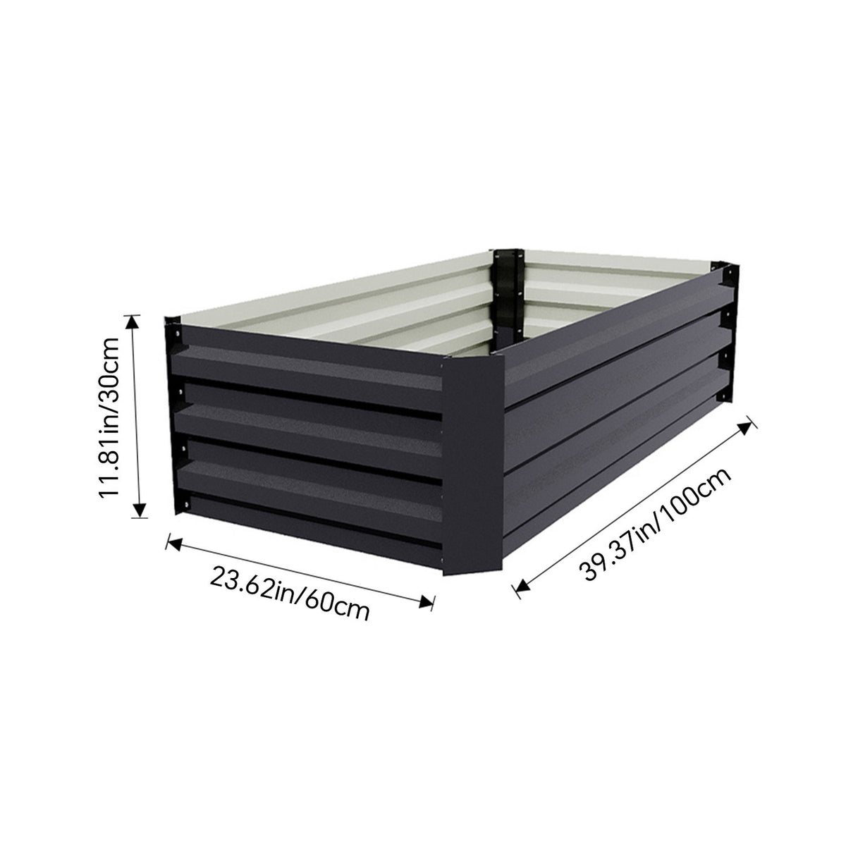 Rectangular Galvanised Raised Garden Bed 100cm