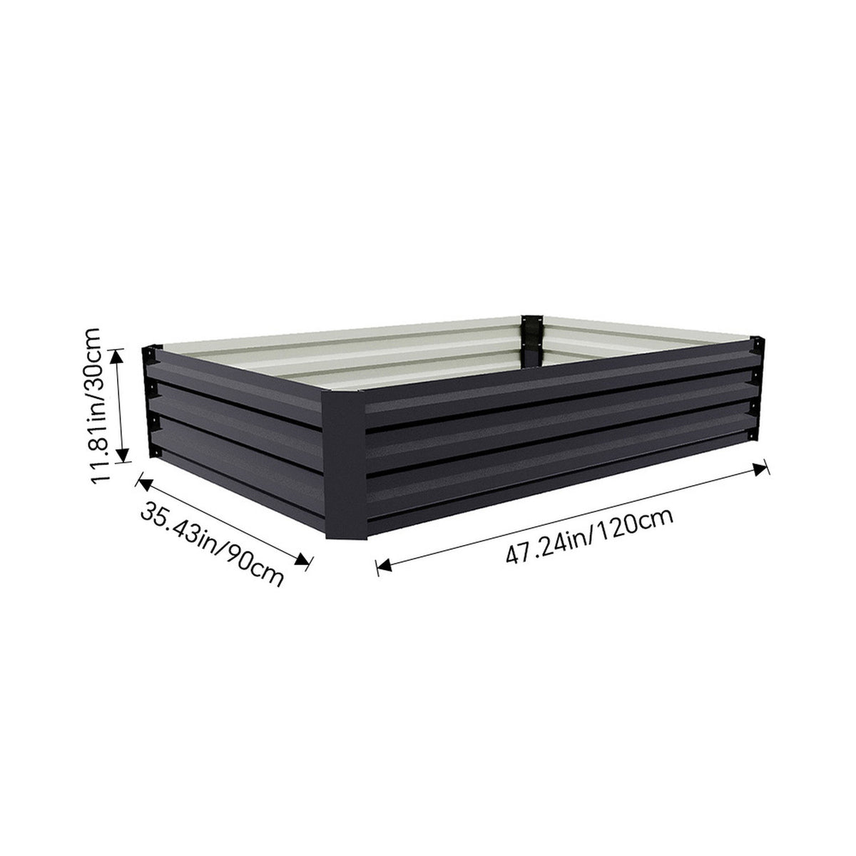Rectangle Black Steel Raised Garden Bed