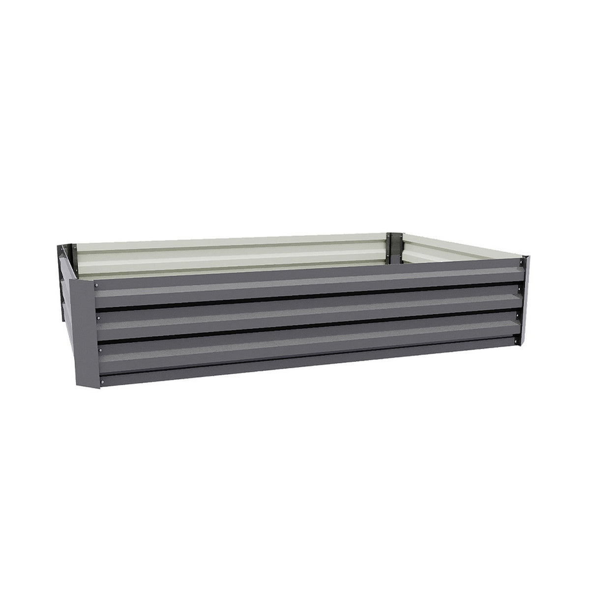 Rectangle Raised Grey Galvanised Steel Garden Bed (30cm x 120cm)