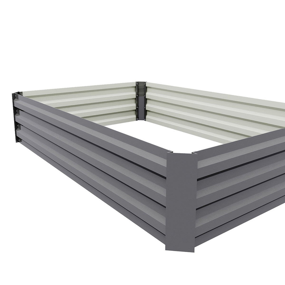 Rectangle Raised Grey Galvanised Steel Garden Bed (30cm x 120cm)
