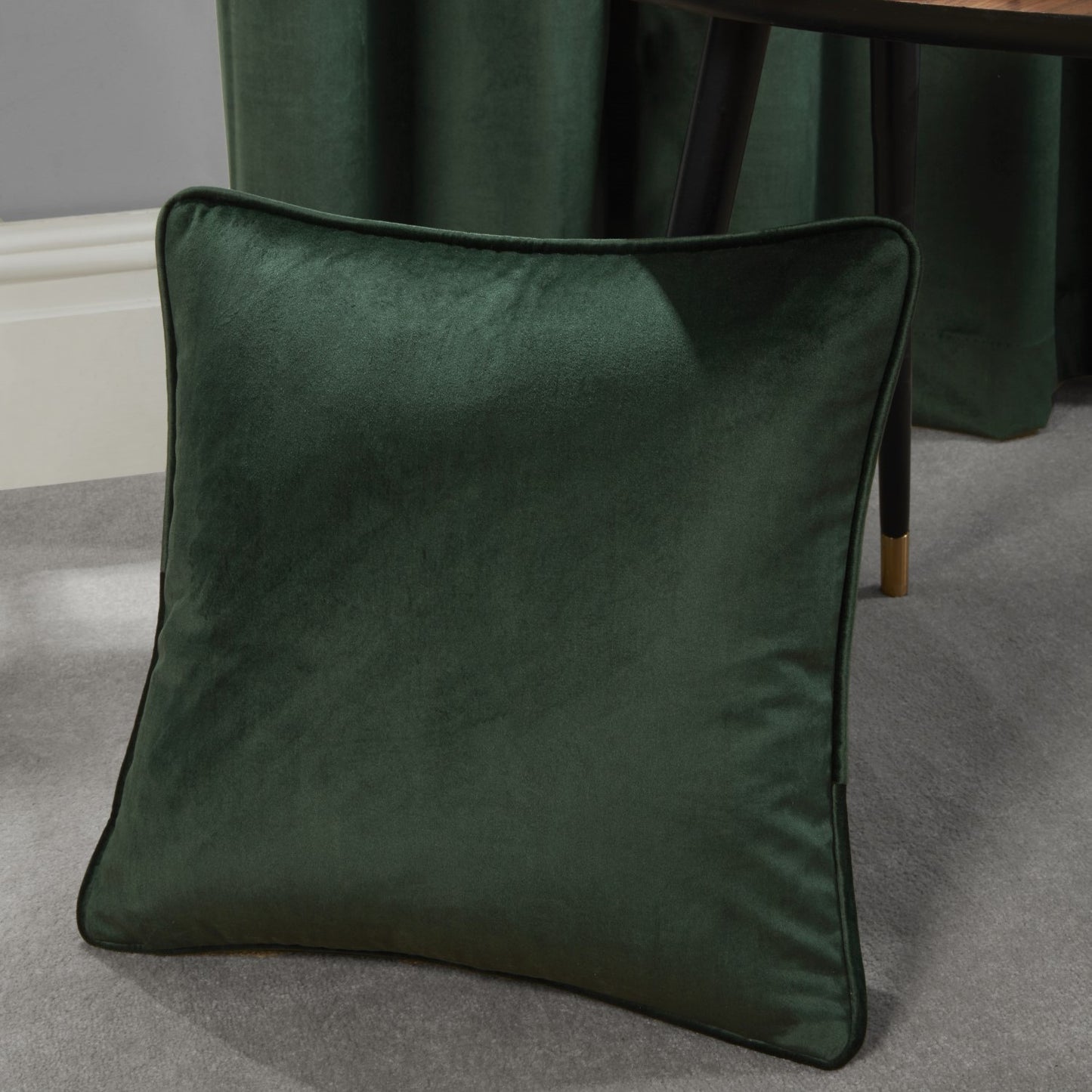 Abington Bottle Green Filled Velvet Cushion (45cm x 45cm)