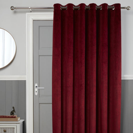 Abington Rosso Velvet Eyelet Thermal Lined Door Curtain (66x84")