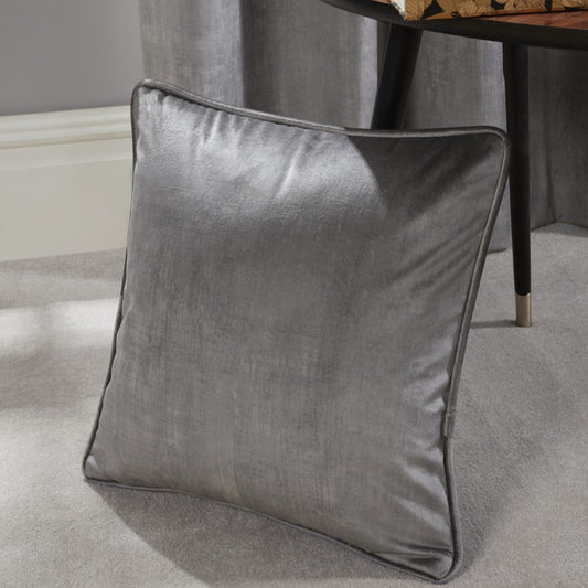Abington Slate Grey Filled Velvet Cushion (45cm x 45cm)