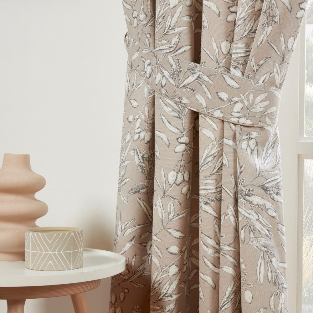 Aviary Natural Parchment Woodland Pencil Pleat Curtains