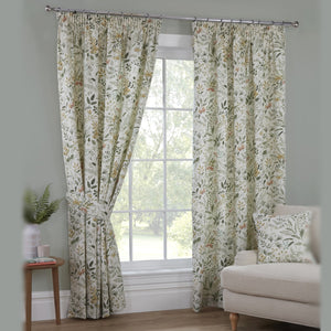 Cleo Floral Willow Pencil Pleat Curtains