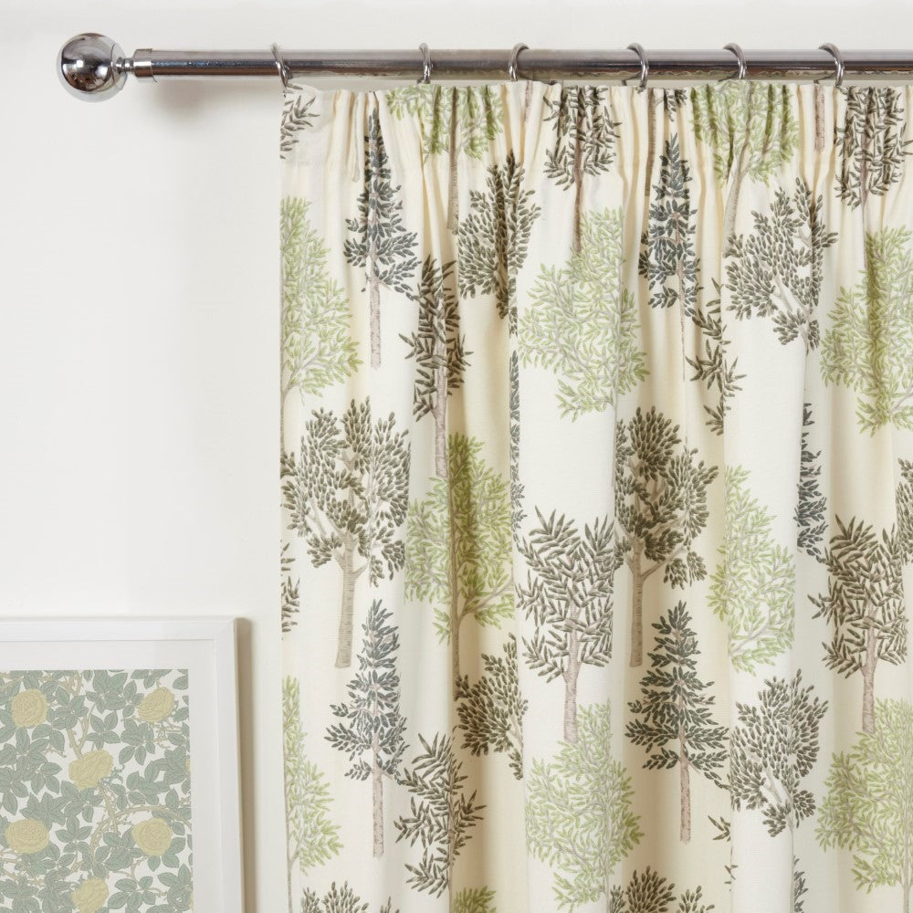 Coppice Green Apple Pencil Pleat Curtains