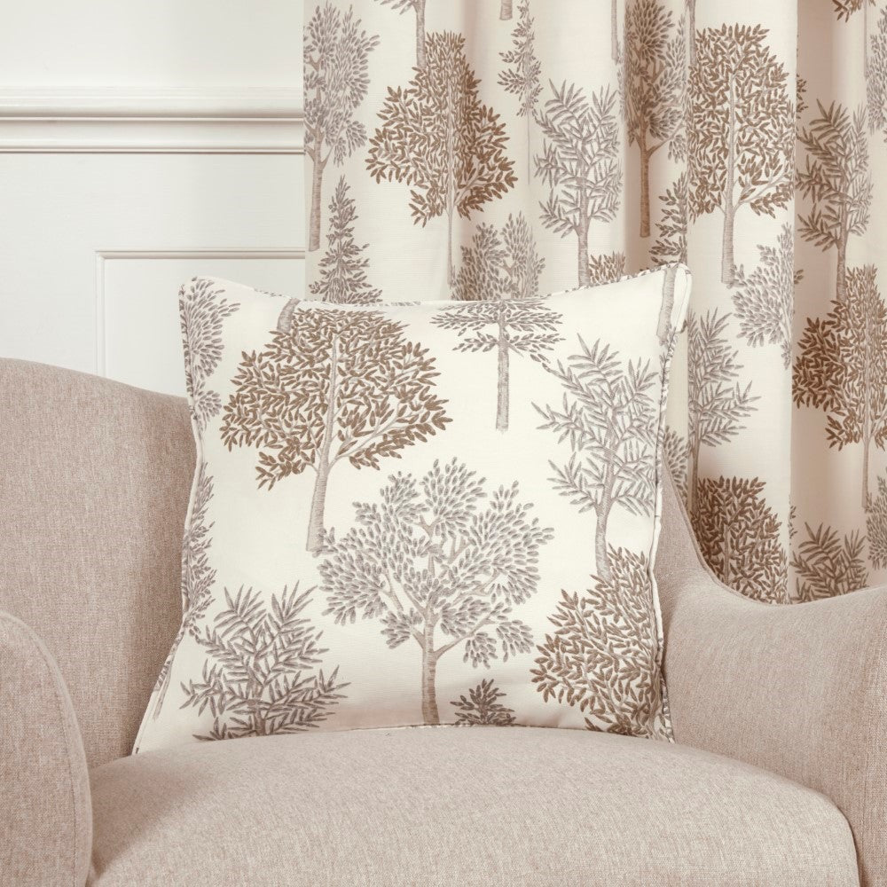 Coppice Natural/Grey Pencil Pleat Curtains