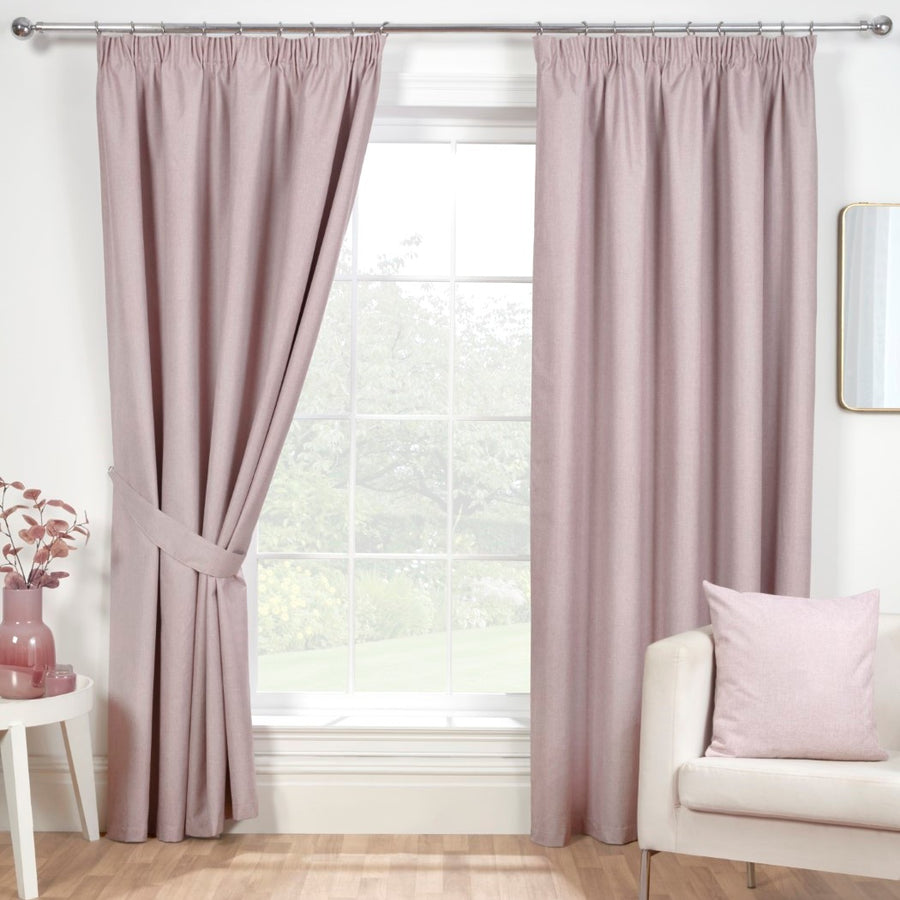 Eclipse Rose Pink Pencil Pleat Blackout Thermal Curtains