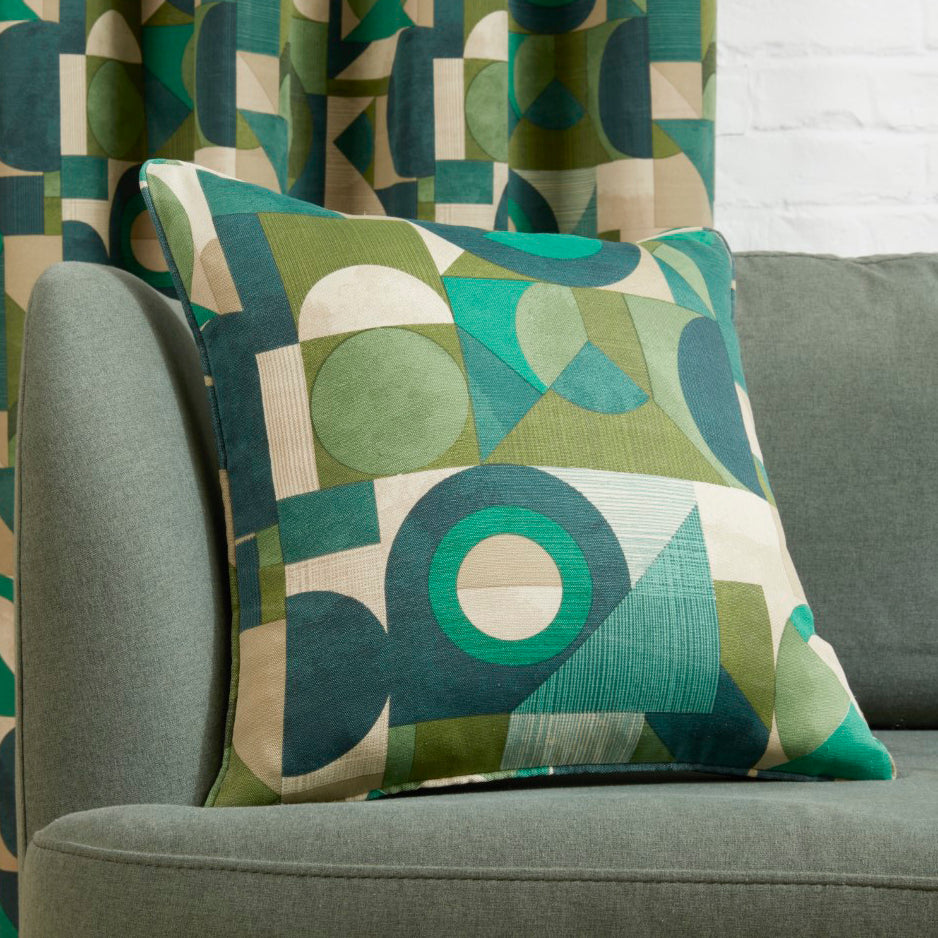 Geometrica Bottle Green Cushion (18" x 18")