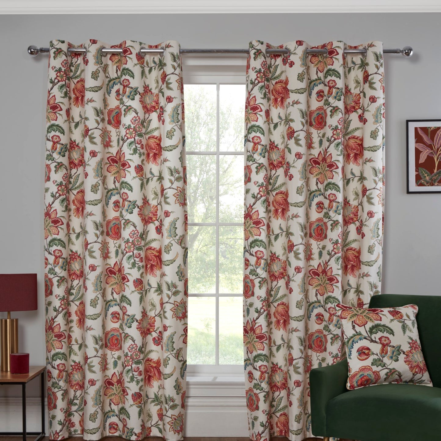 Linden Floral Multi Velvet Eyelet Curtains