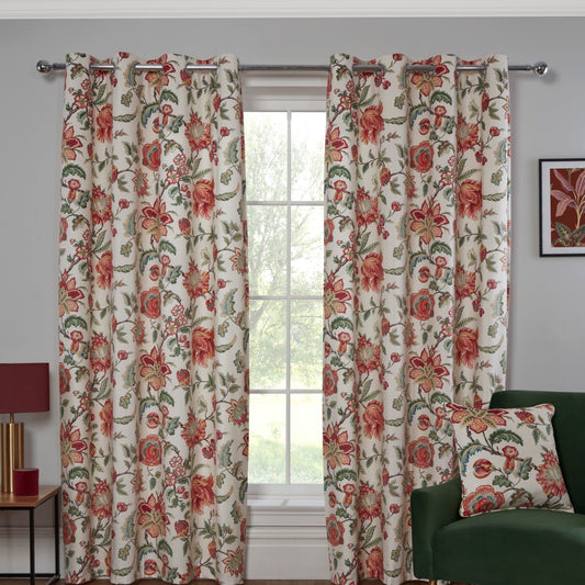 Linden Floral Multi Velvet Eyelet Curtains