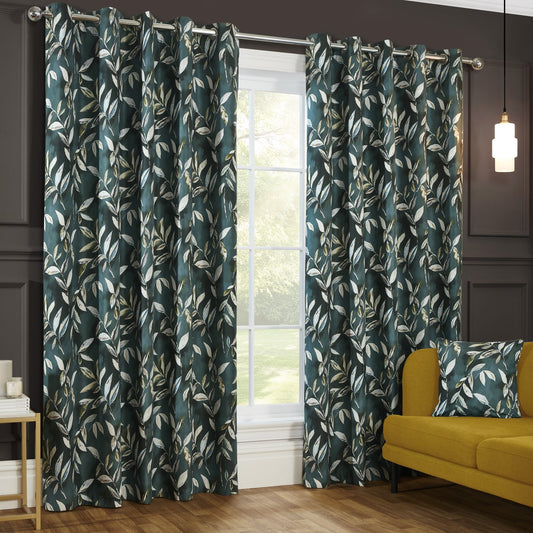 Madrid Bottle Green Eyelet Curtains