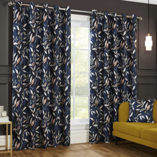 Madrid Navy Blackout Eyelet Curtains
