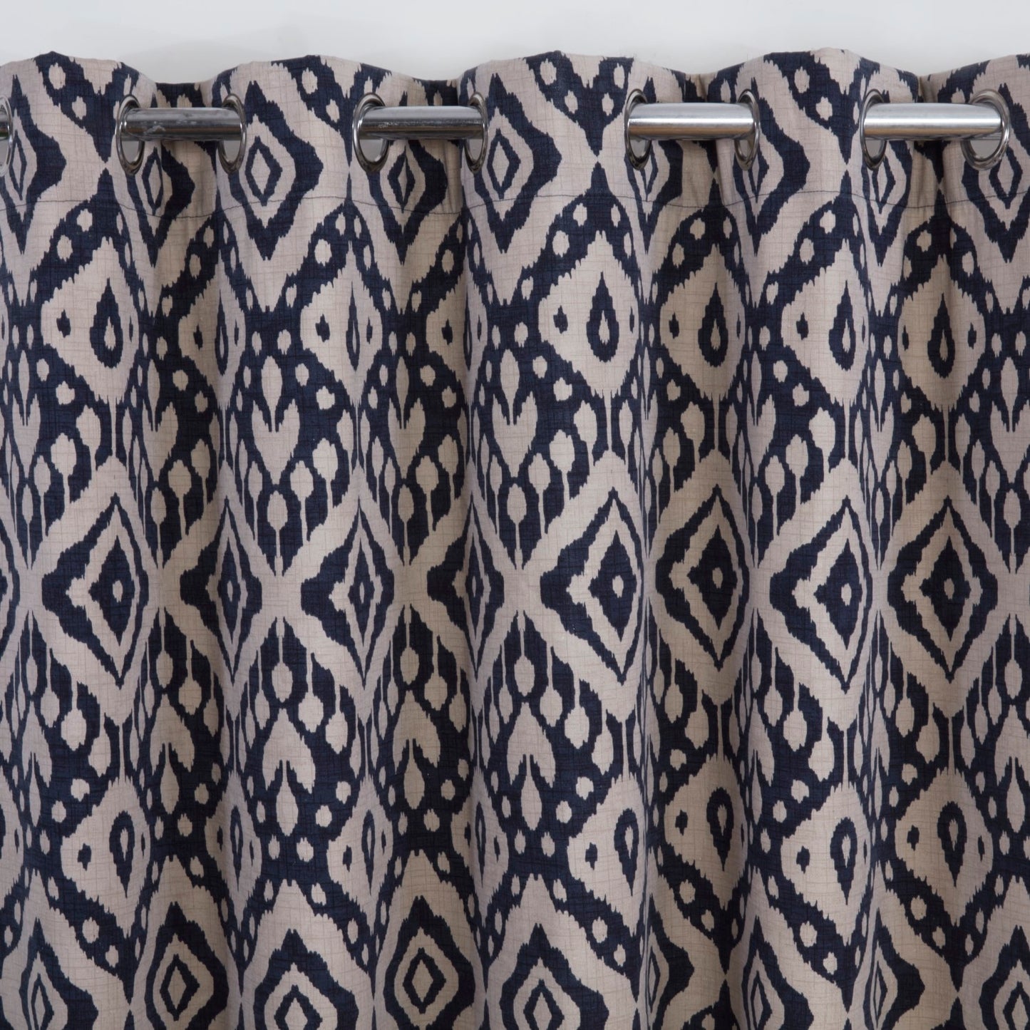 Marrakech Navy Blue Geometric Eyelet Curtains