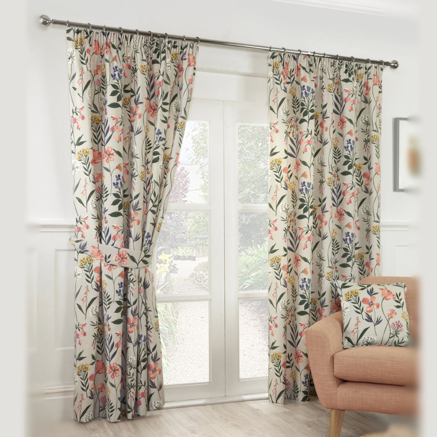 Meadow Floral Multi Pencil Pleat Curtains