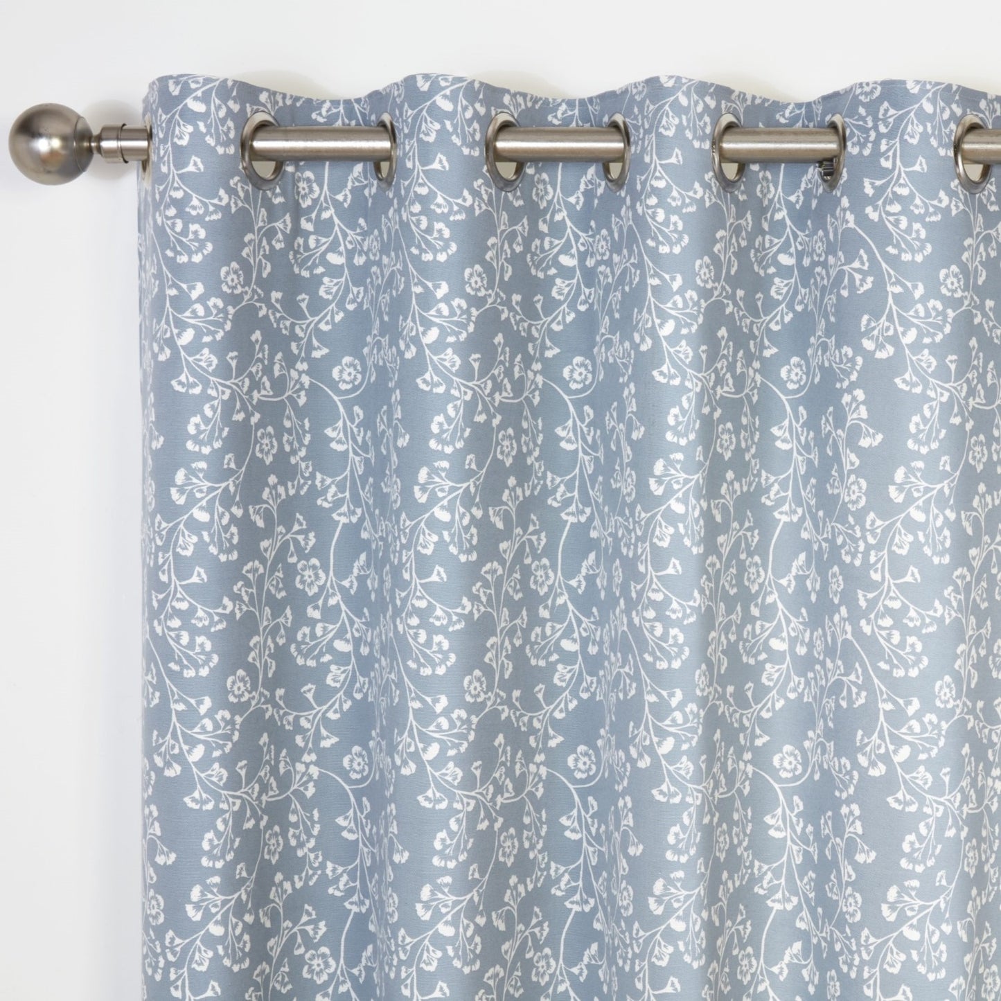 Sade Blue Floral Eyelet Curtains