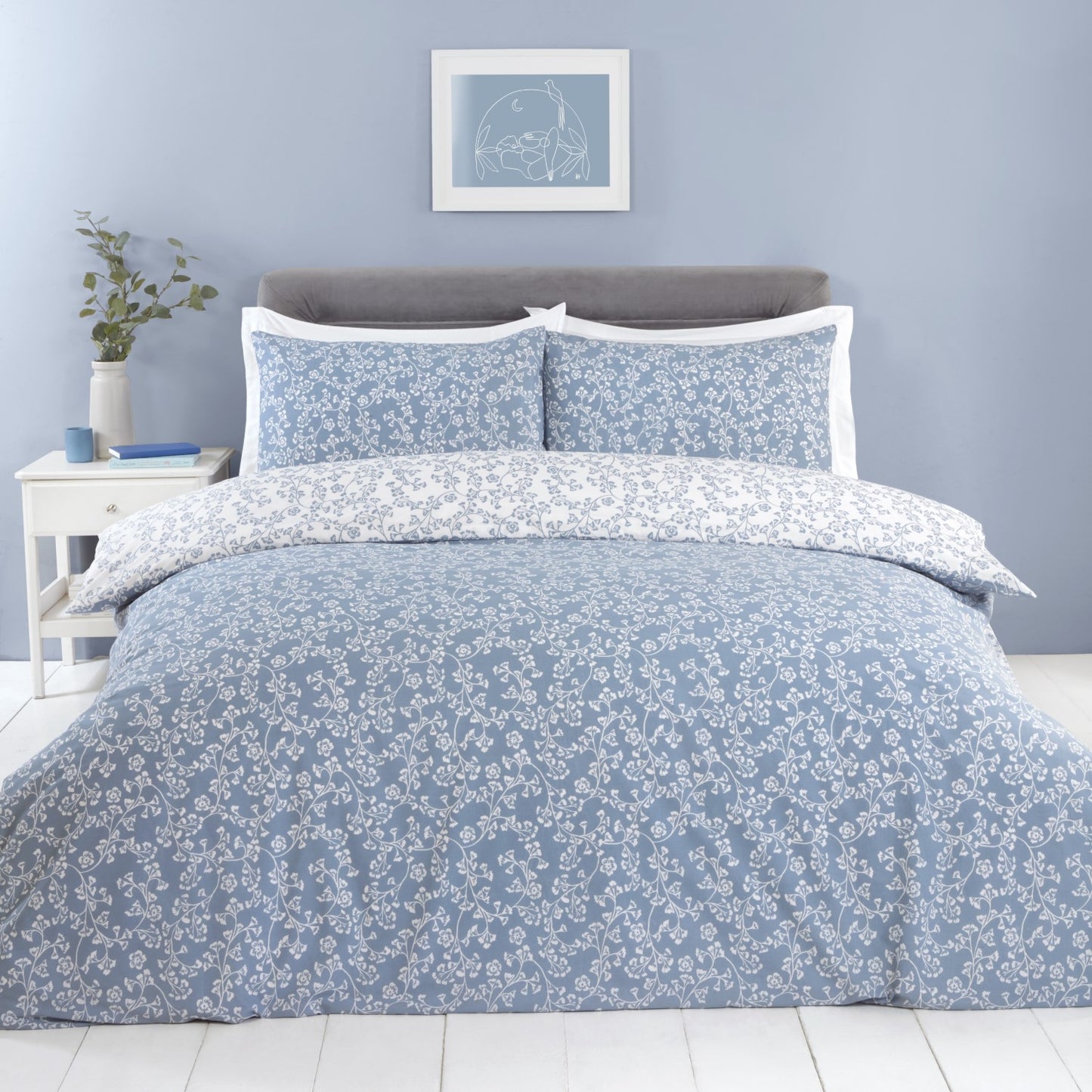 Sade Blue Floral Bedding Set