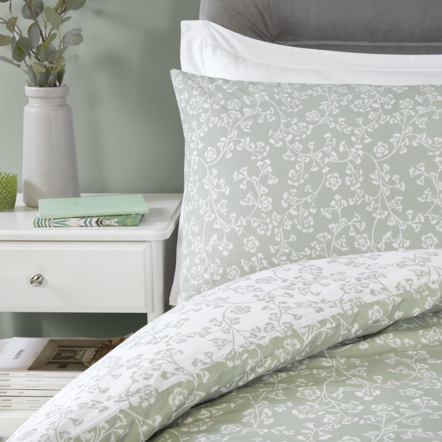 Sade Green Floral Bedding Set