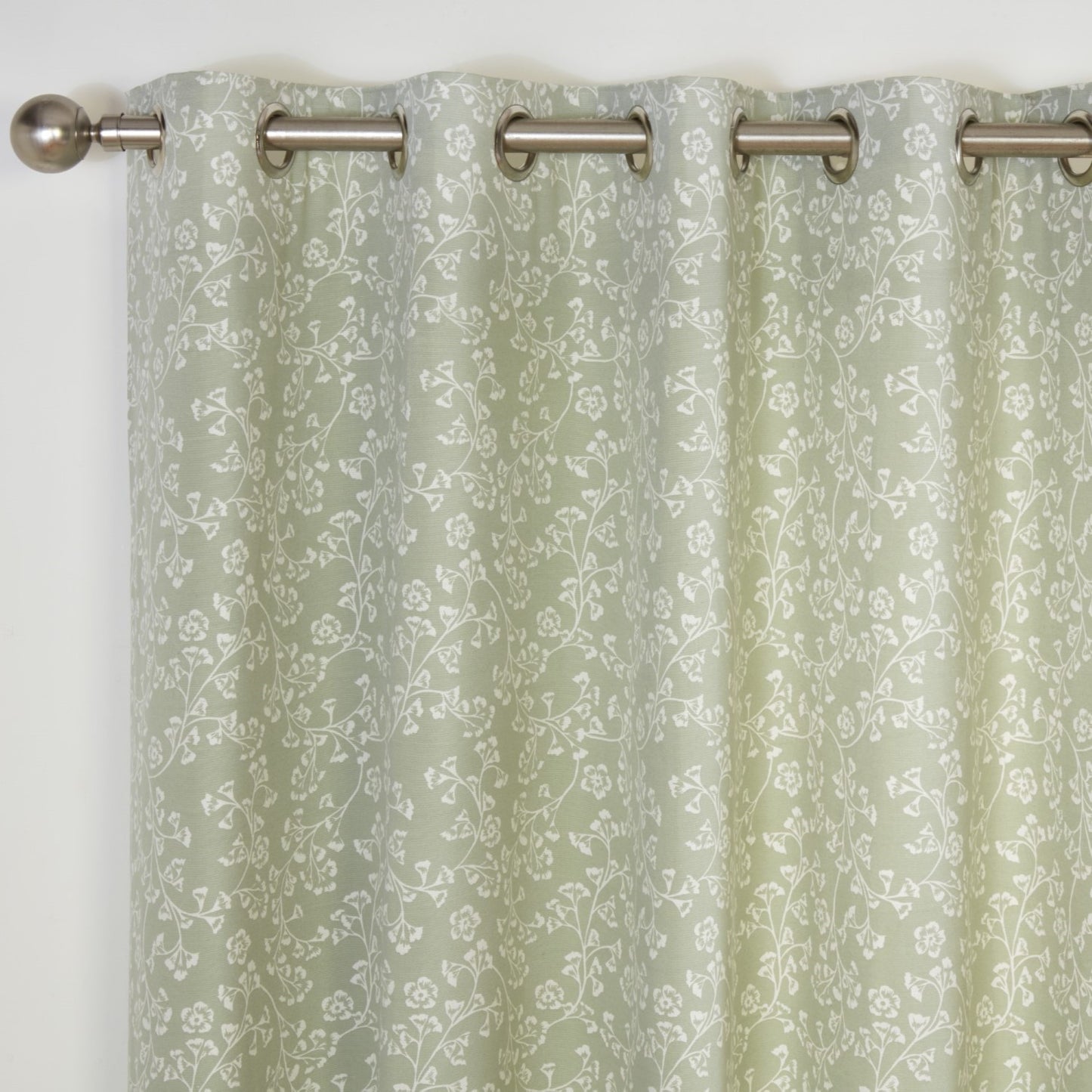 Sade Green Floral Eyelet Curtains