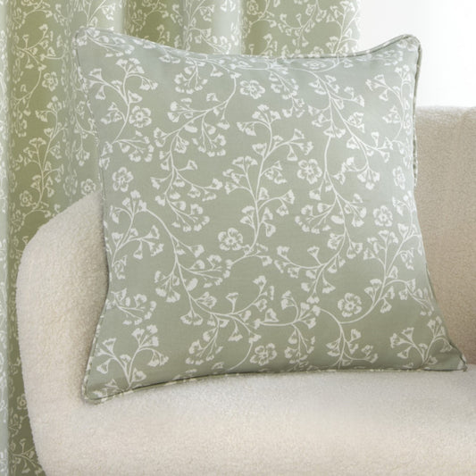 Sade Green Floral Filled Cushion