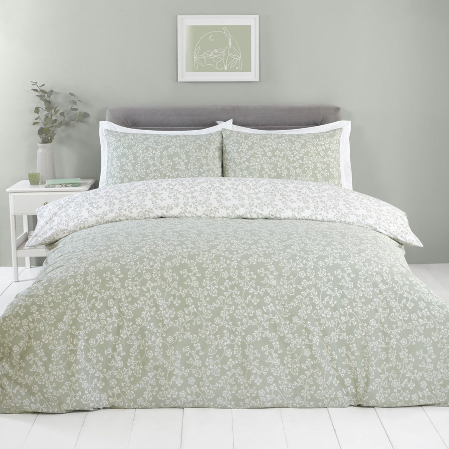 Sade Green Floral Duvet Set