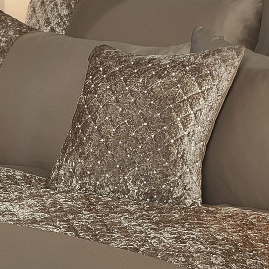 Glamour Mink Quilted Sequin Velvet Cushion Cover Pair (43cm x 43cm)