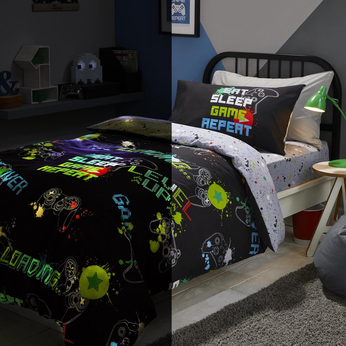 Game Glow Multi Kids Glow in the Dark Duvet Set