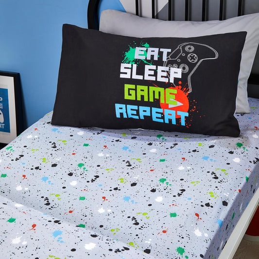 Game Glow Grey Kids 28cm Fitted Bed Sheet