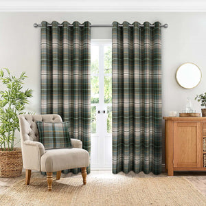 Gleneagles Tartan Green Thermal Blackout Eyelet Curtains