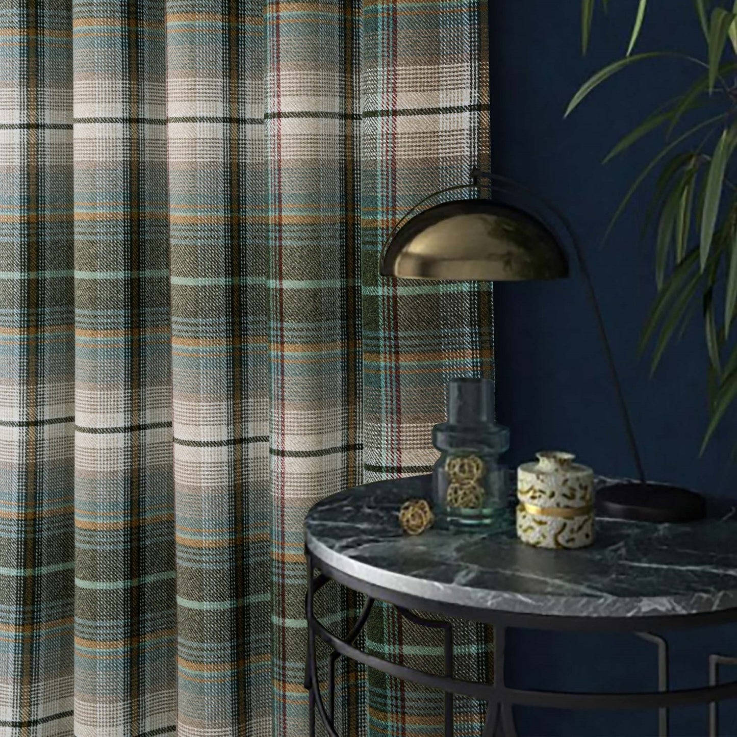 Gleneagles Tartan Green Thermal Blackout Eyelet Curtains