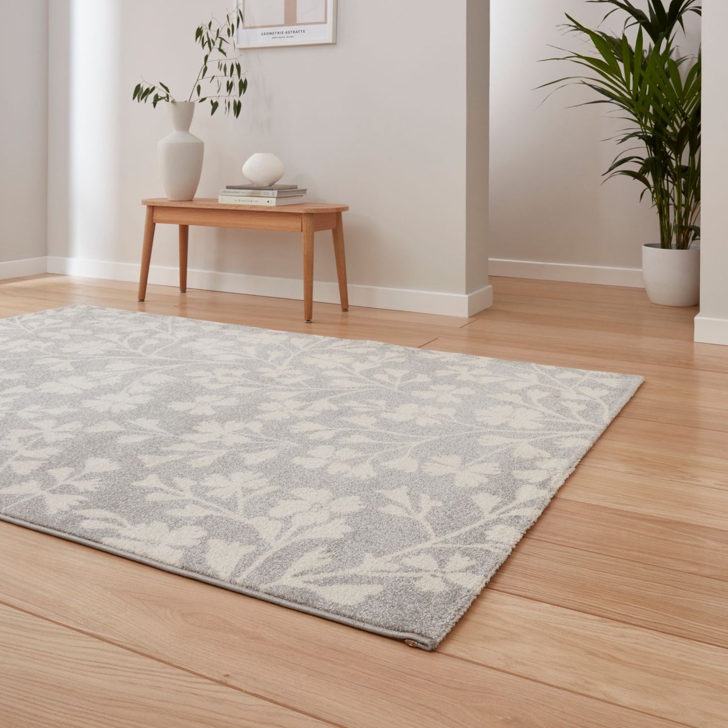 Catherine Lansfield Grace Floral Grey Rug