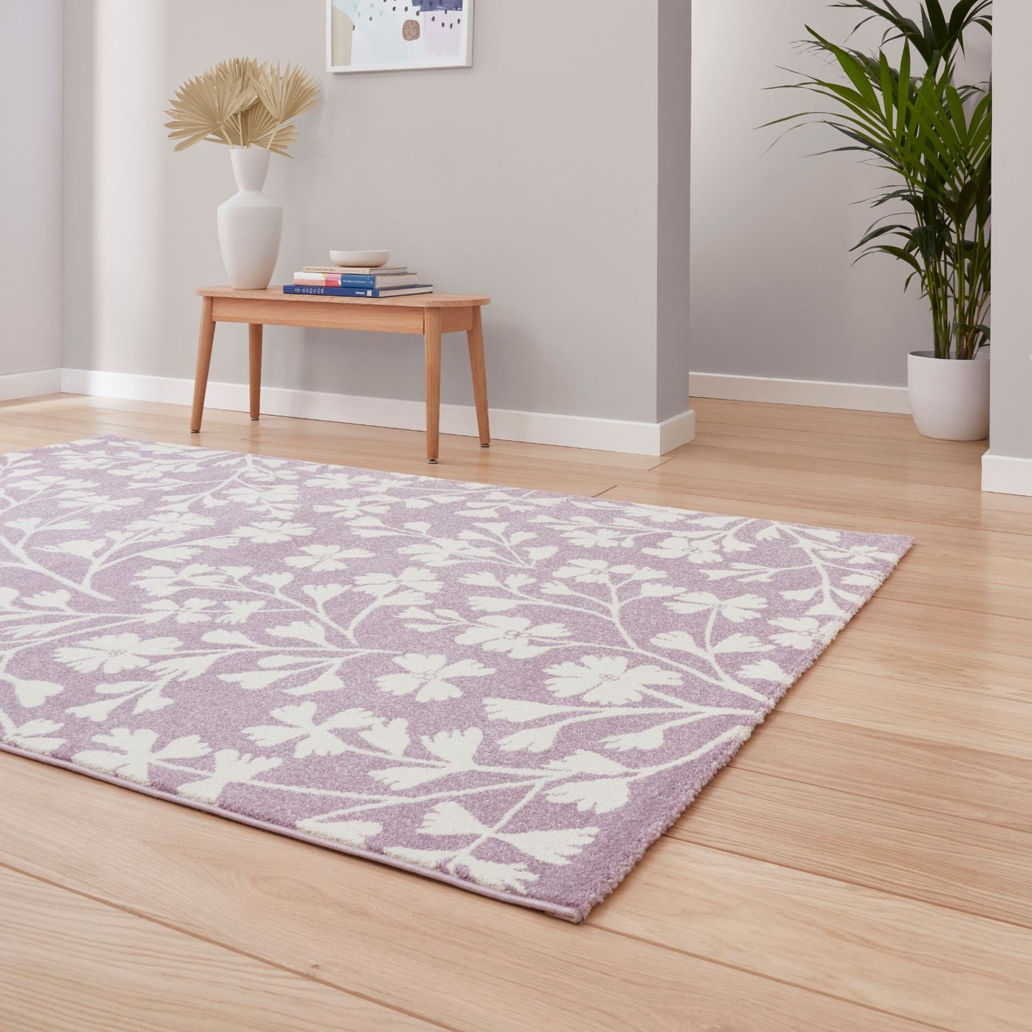 Catherine Lansfield Grace Floral Lilac Rug