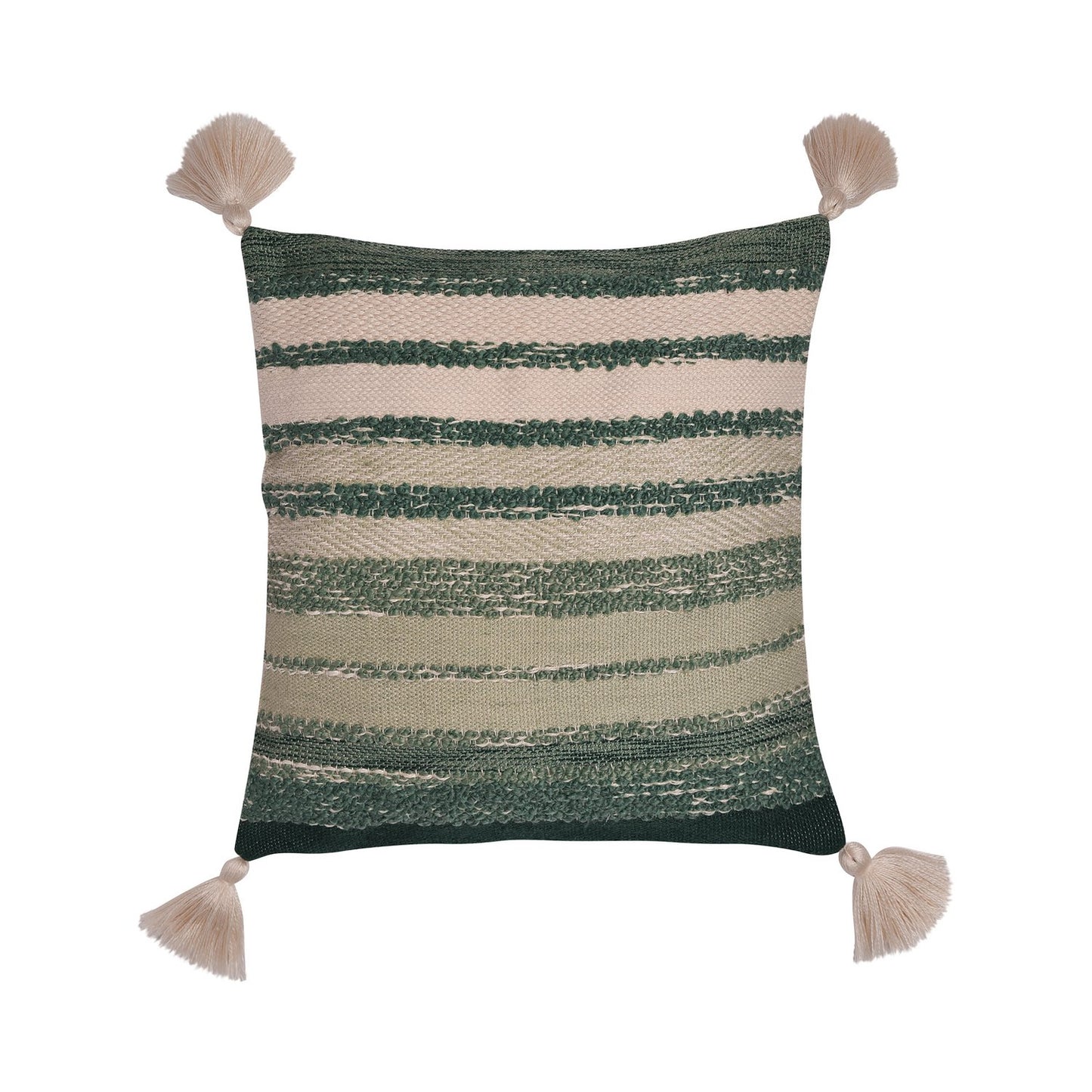 Grayson Green Outdoor Tassel Cushion (43cm x 43cm)