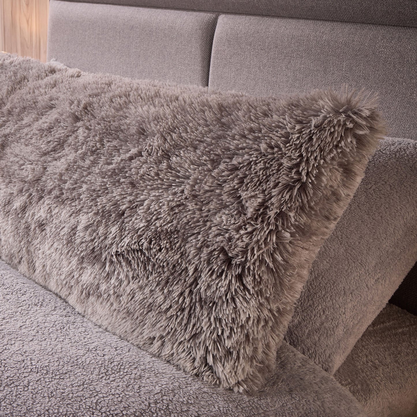 Long Hair Grey Bolster Pillow