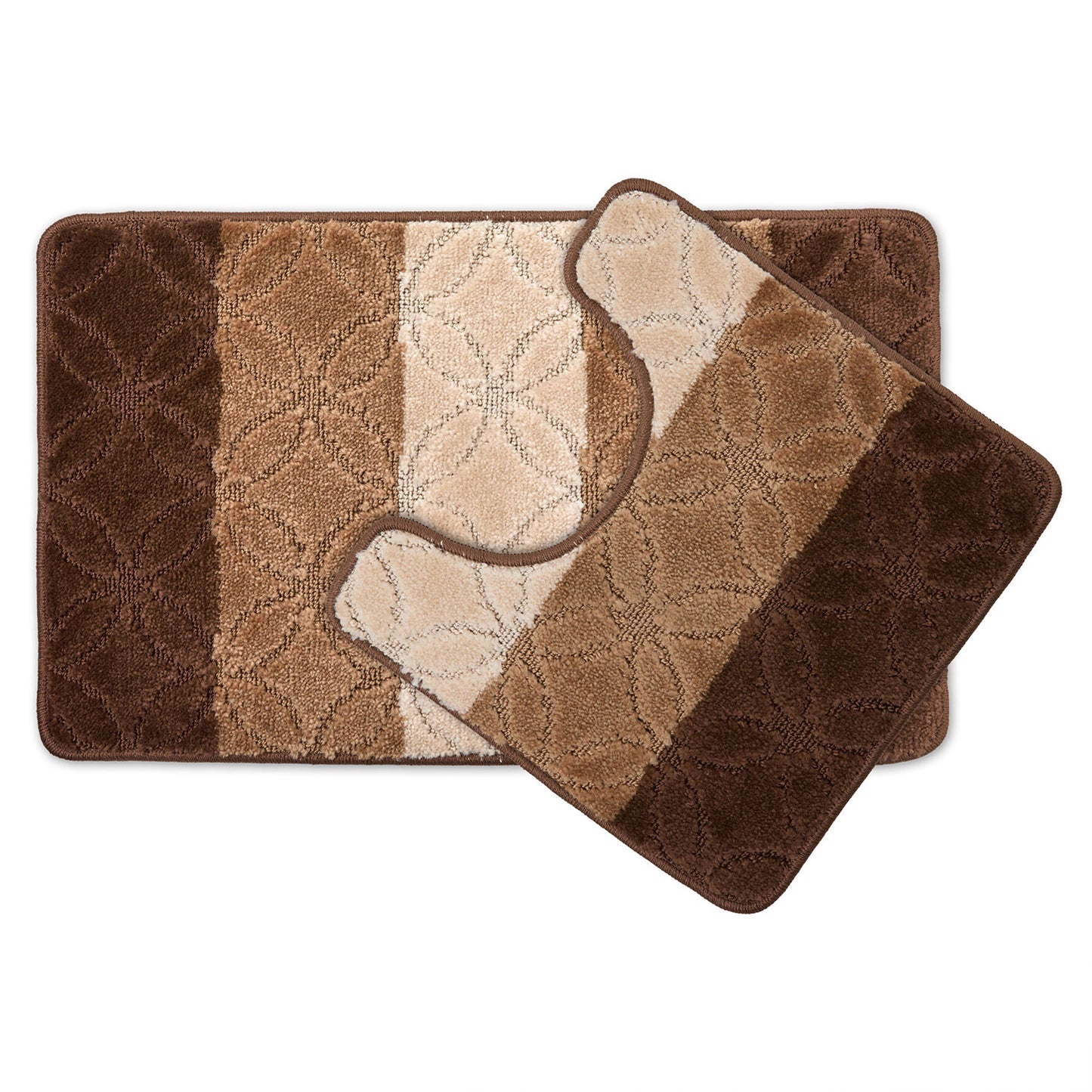 Halo Beige Tonal Stripe 2 Piece Bath Mat Set