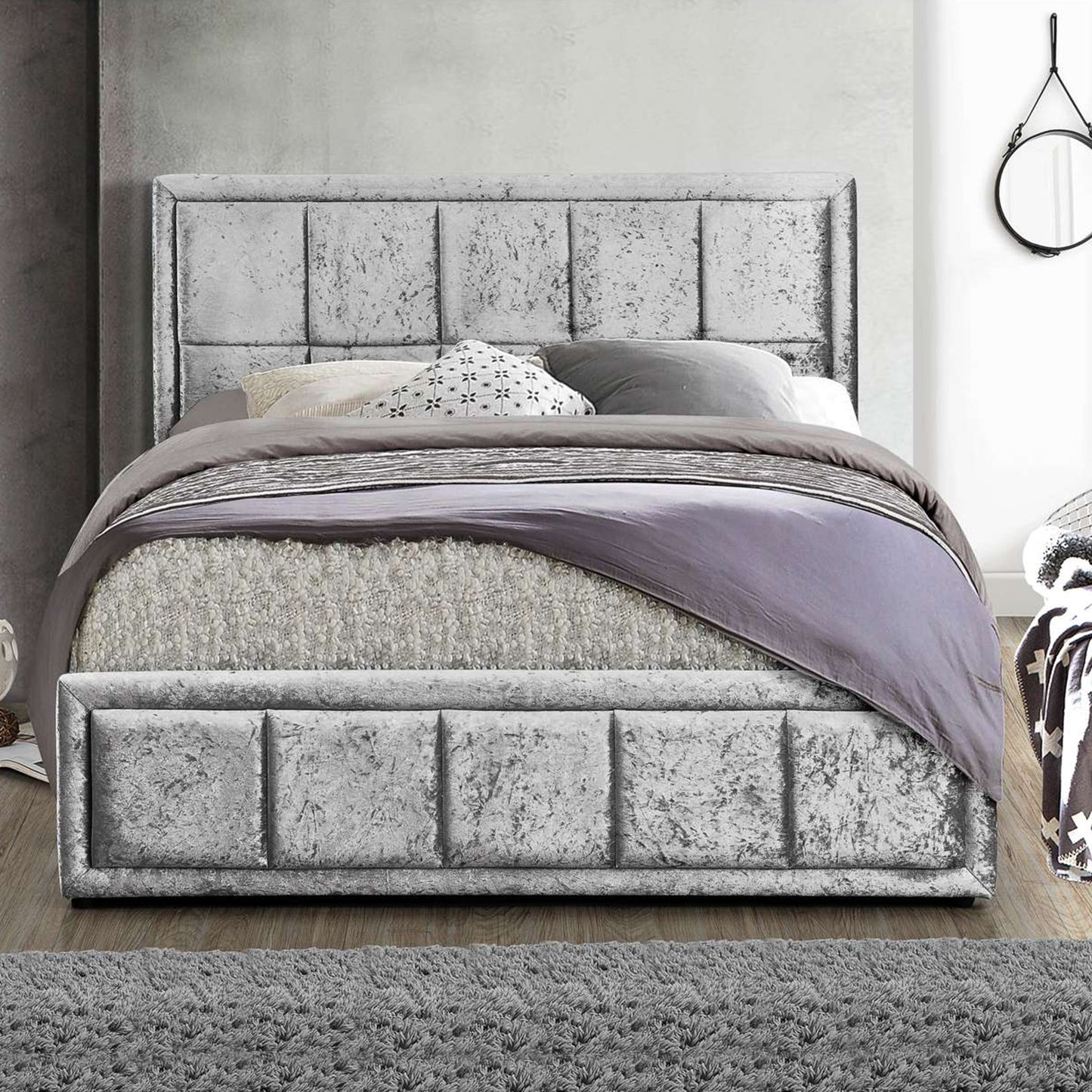 Hannover Steel Crushed Velvet Bed Frame