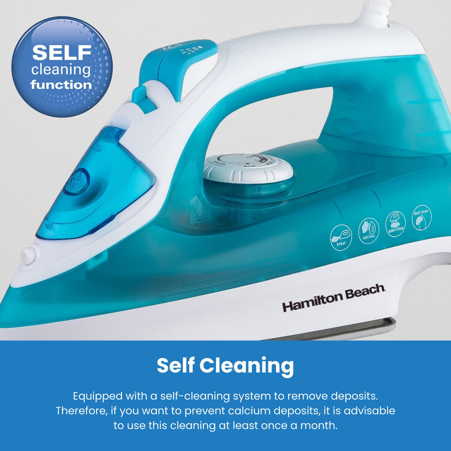 Hamilton Beach SteamMax Aqua And White 2200W Steam Iron