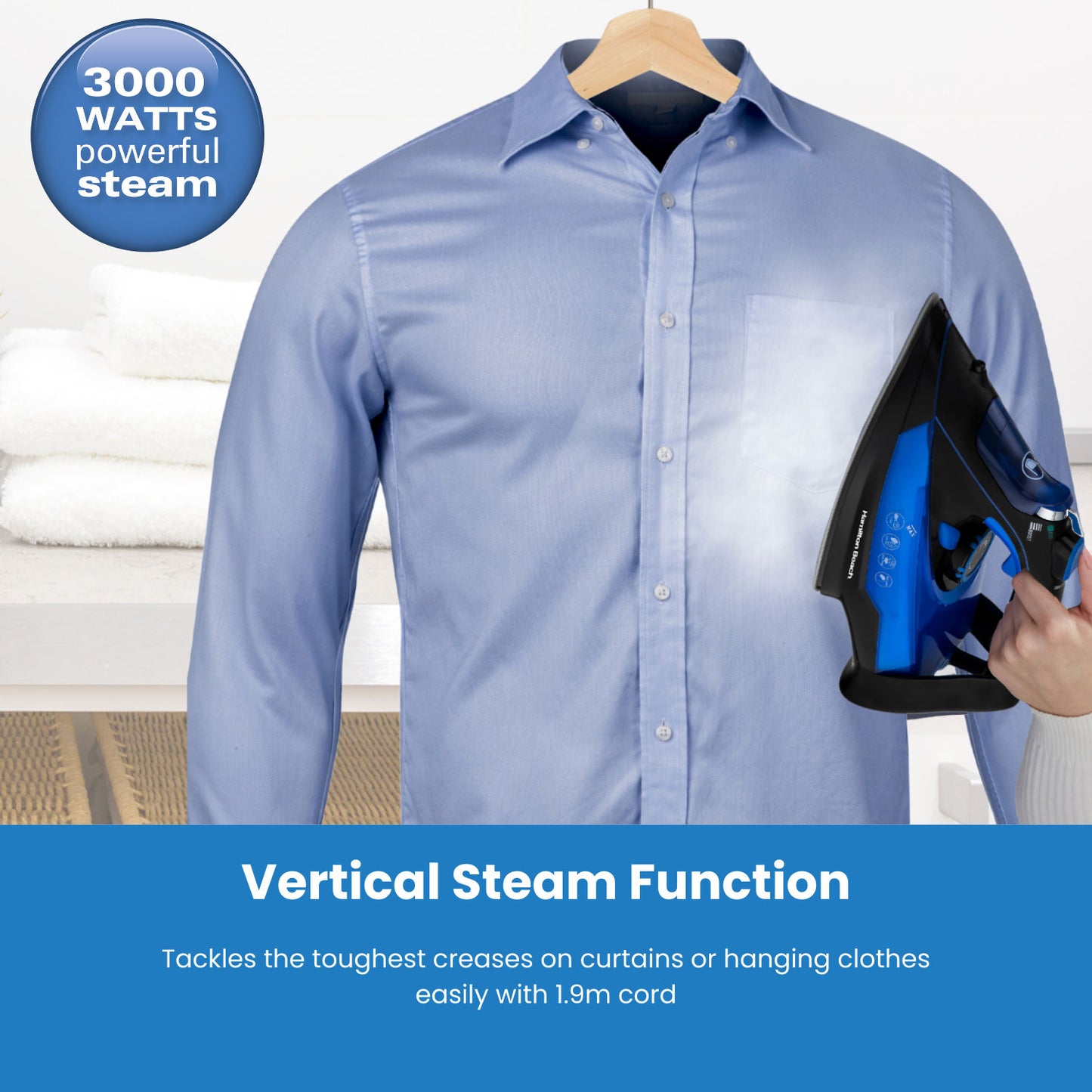 Hamilton Beach Blue And Black Pro Steammax 3000W Steam Iron