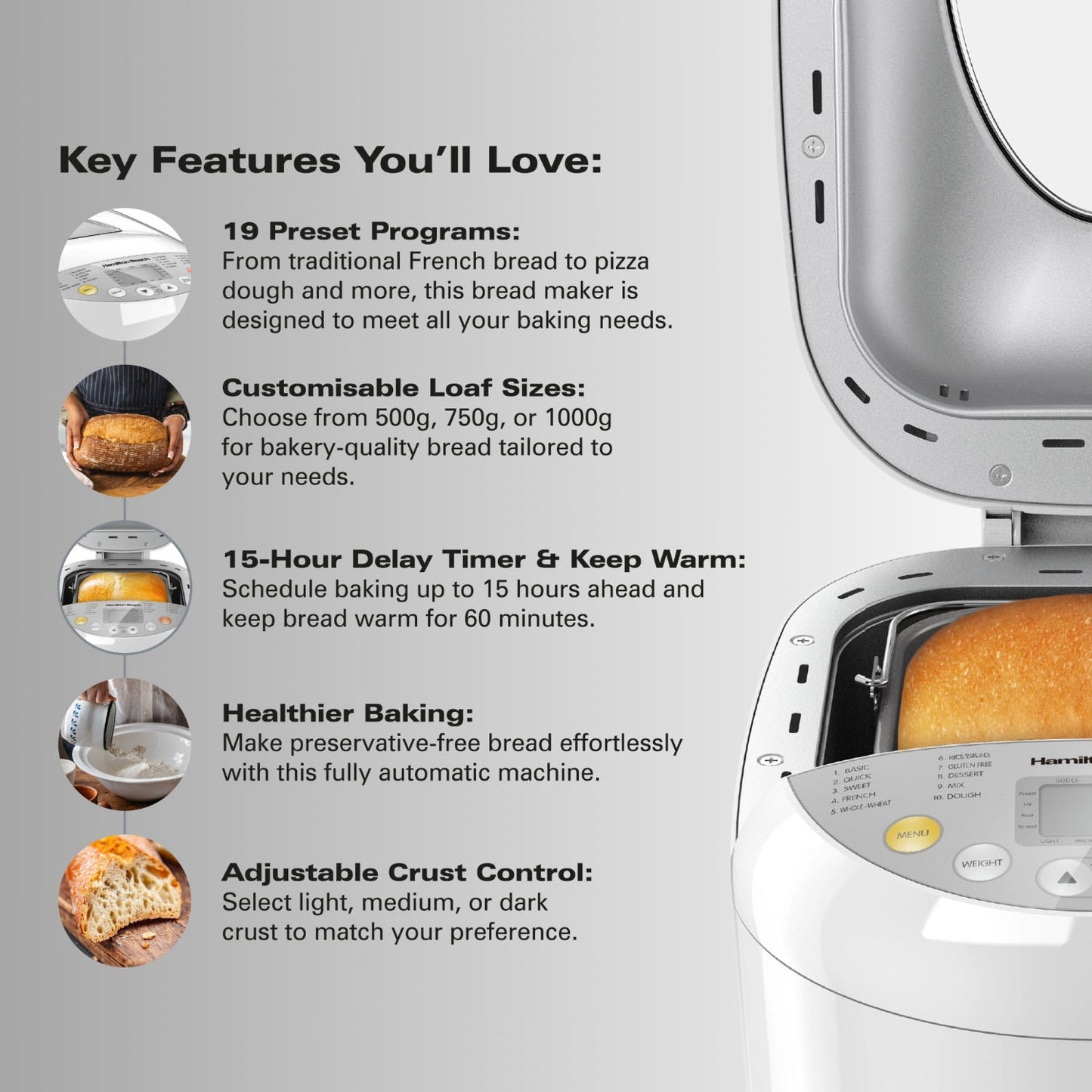 Hamilton Beach Quick Bake 19 in 1 Automatic Breadmaker