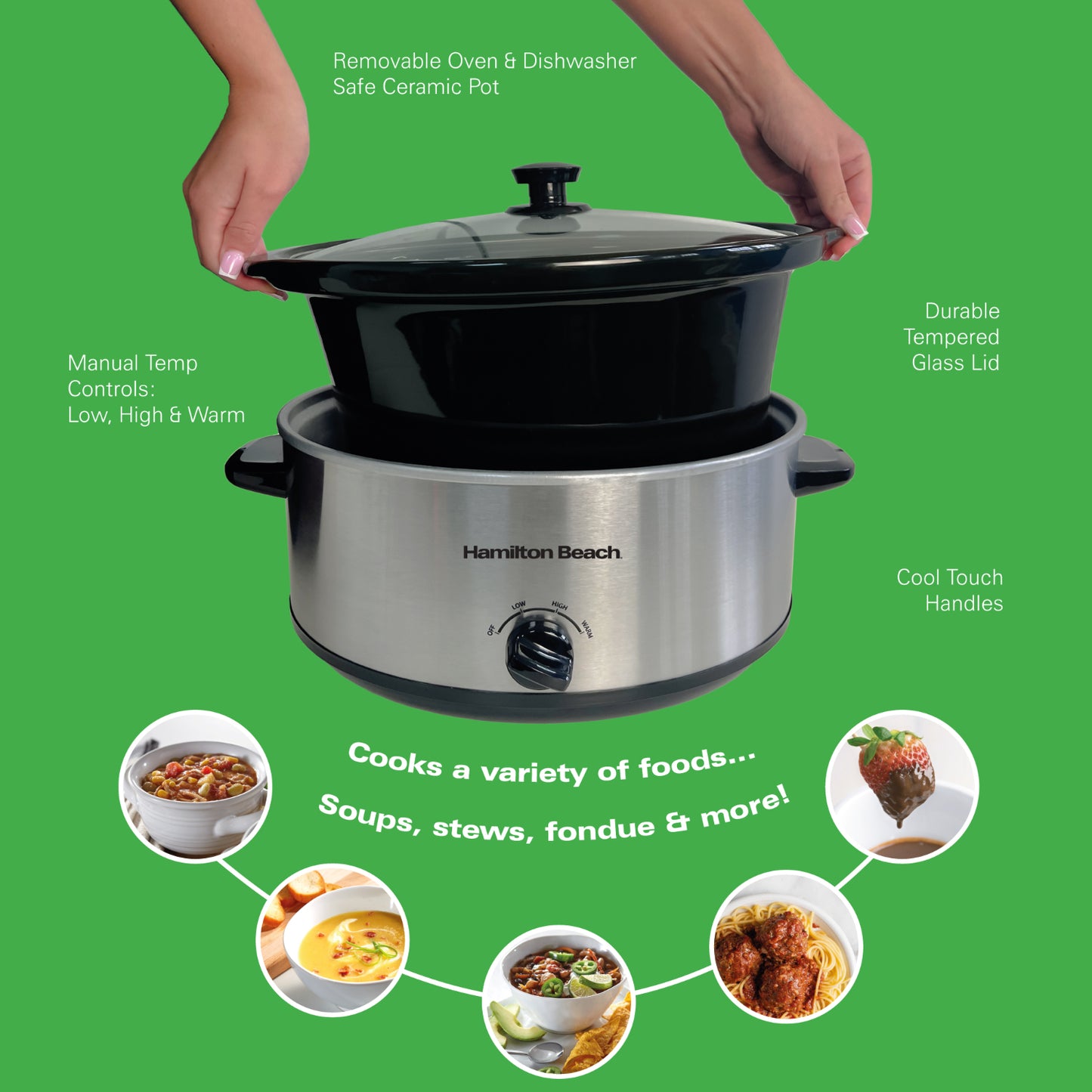 Hamilton Beach 6.5L Silver Slow Cooker