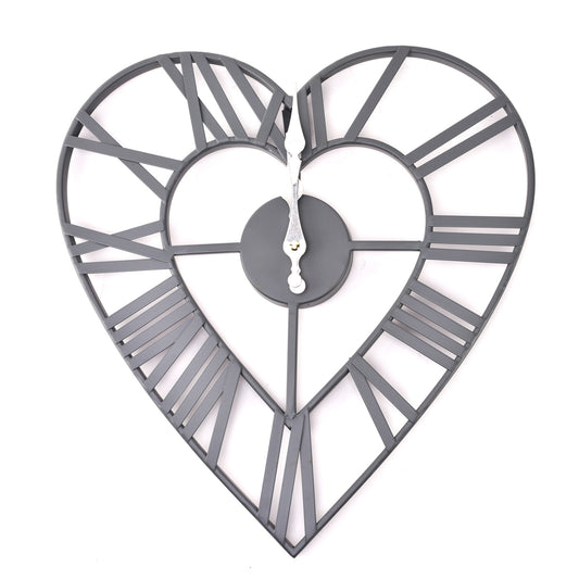 Metal Heart Grey Wall Clock