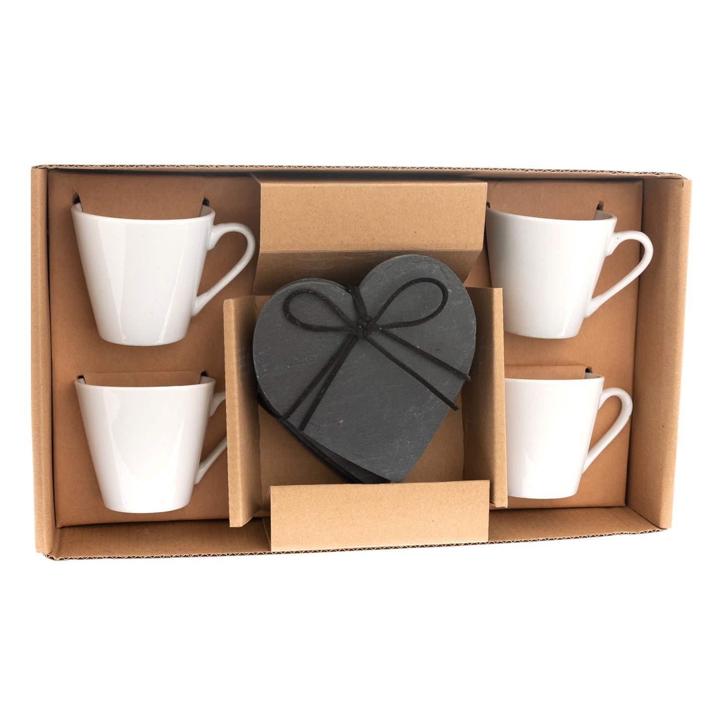 4 Espresso Cups and Slate Coaster Set