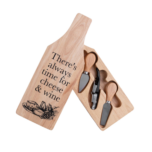 Cheese and Wine Gift Set in Wooden Case