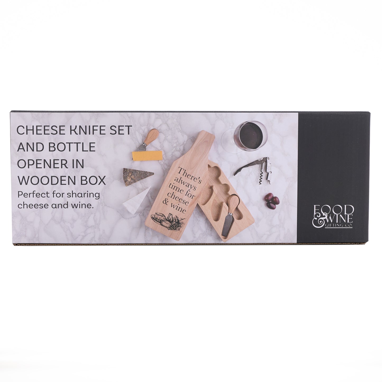 Cheese and Wine Gift Set in Wooden Case