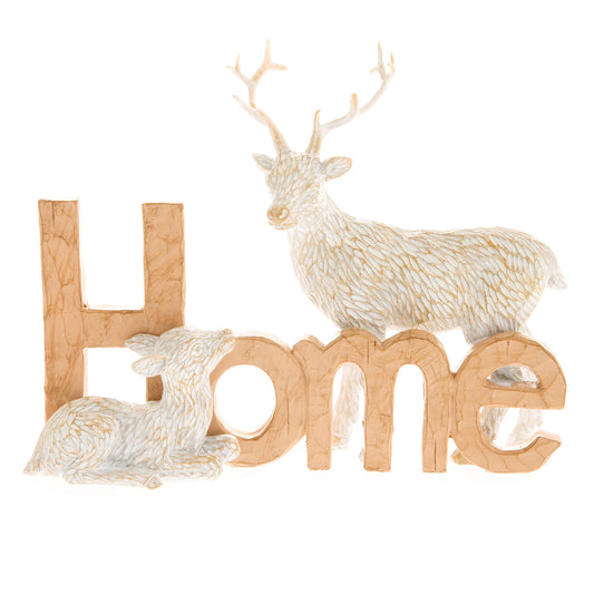 Hestia Wood Effect Resin Stag Home Ornament