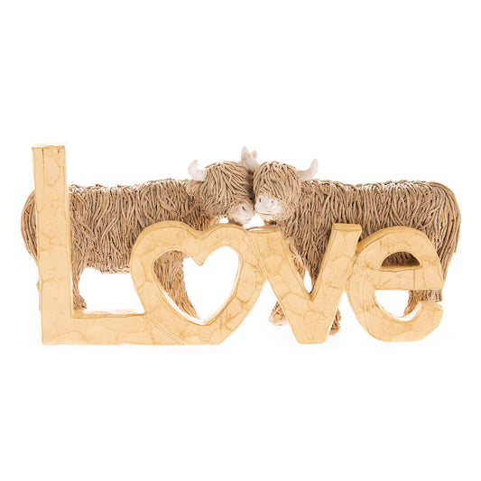 Wood Effect Highland Cow Love Ornament