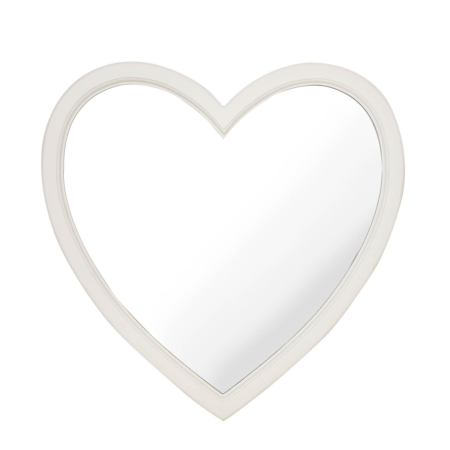 White Heart Wooden Framed Mirror 60cm