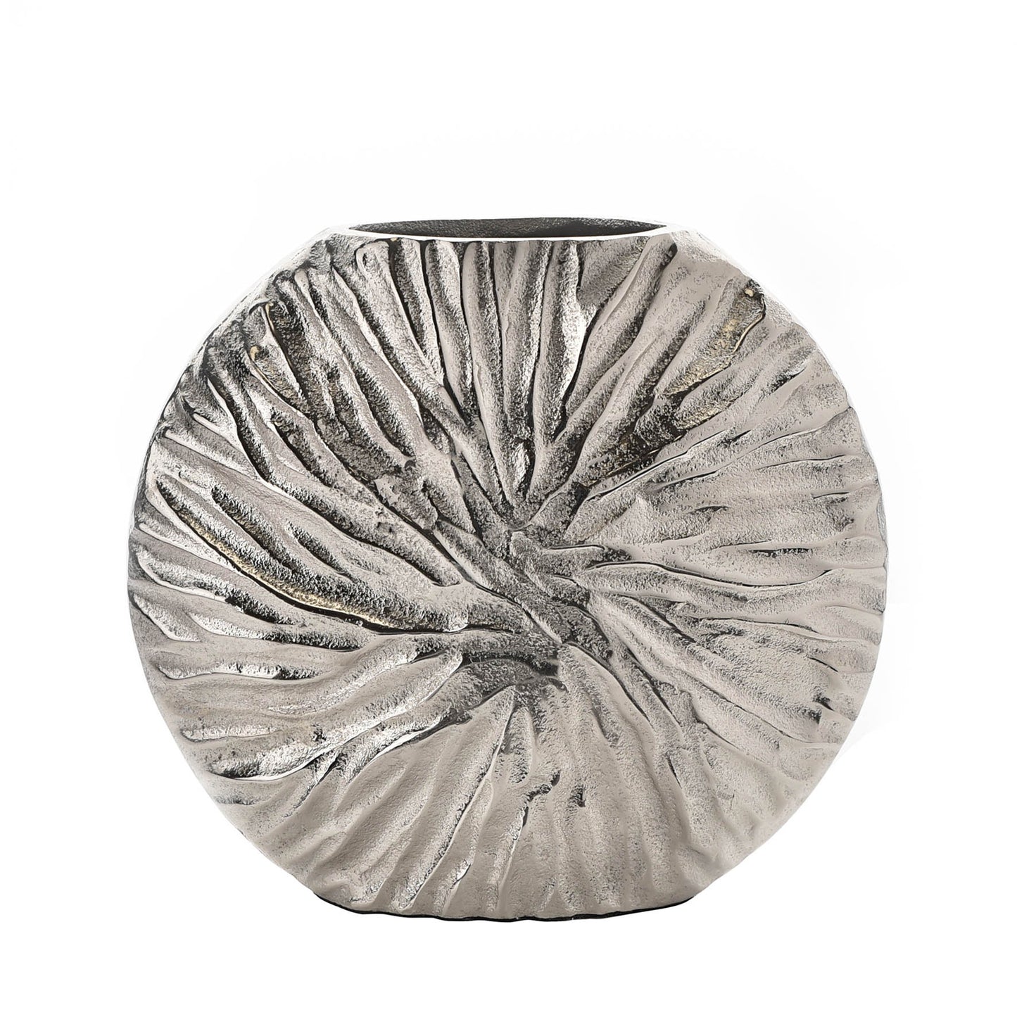 Hestia Silver Metal Textured Round Vase