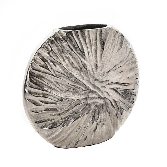 Hestia Silver Metal Textured Round Vase