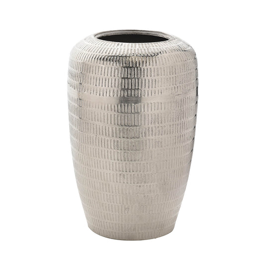 Hestia Silver Metal Tall Textured Vase